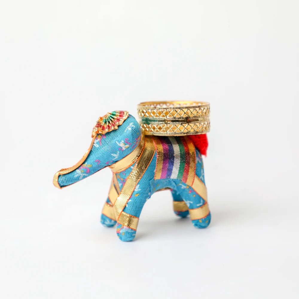 Handcrafted fabric elephant holder for decor